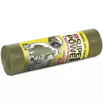 Пакеты для мусора Grifon 2-слойные, 160 л, 10 шт, с завязками, сверхпрочные