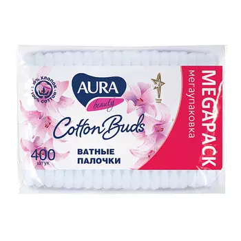 Палочки ватные Aura Beauty пакет 400 шт