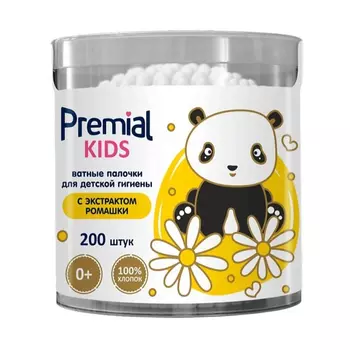 Палочки ватные Premial детские с ромашкой 200 шт
