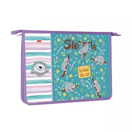 Папка для тетрадей А4 Hatber Ленивцы 1 отделение на молнии