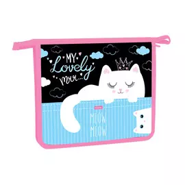 Папка для тетрадей А5 Hatber Lovely cat 1 отделение на молнии