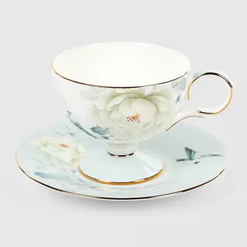 Пара чайная French garden Белая роза чашка 220 мл, блюдце 15 см