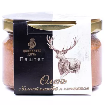 Паштет Деликатес дичь из мяса оленя, с вяленой клюквой и шпинатом, 200 г