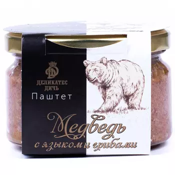 Паштет из медвежатины Деликатес дичь с языком и грибами, 200 г