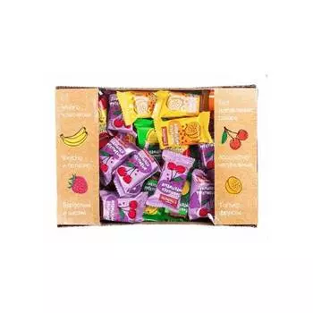 Фруктовые пастилки У Палыча без добавления сахара с яблоком со вкусом малины, апельсина, банана, вишни, абрикоса 0,8 кг