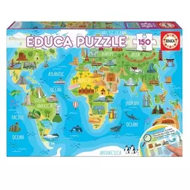 Пазл Educa 150 деталей "Достопримечательности Карта мира"
