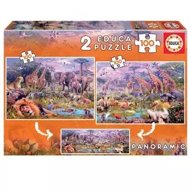 Пазл Educa 2 по 100 деталей "Дикие животные"