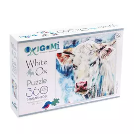 Пазл Оригами 2021 Год Быка. Портрет белого быка 360 деталей