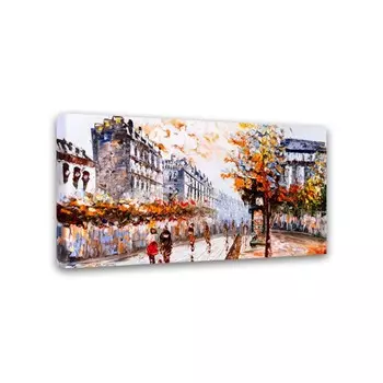 Печатная картина Симфония на деревянном подрамнике "осень красками", 50*100 см