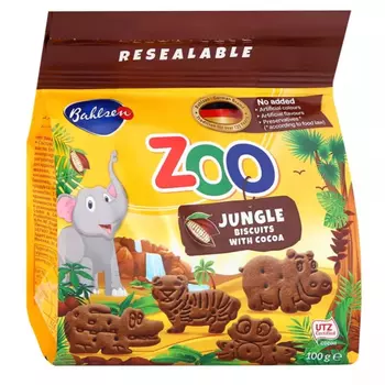 Печенье Bahlsen Leibniz ZOO Jungle Animals с какао, 100 г