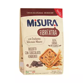 Печенье из цельнозерновой муки Misura Fibrextra с кусочками темного шоколада 290 г