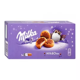 Печенье Milka с молочной начинкой, покрытой молочным шоколадом, 187 г