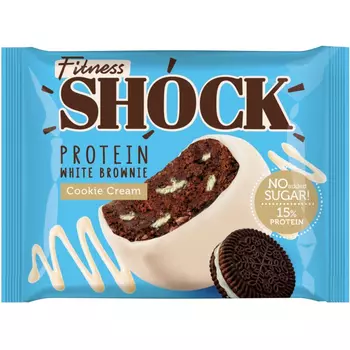 Печенье протеиновое FitnesShock глазированное, белый шоколад, брауни 50 г