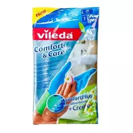 Перчатки Vileda Comfort&amp;Care для чувствительной кожи с кремом L