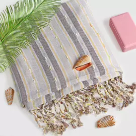 Пештемаль Aline pompon бежевый 90х170см