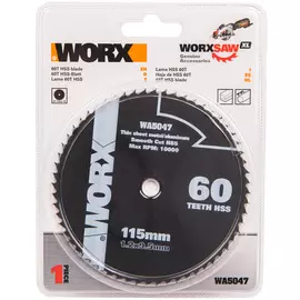 Пильный диск Worx по металлу 60T HSS 115х1,2х9,5 мм