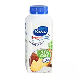 Питьевой йогурт Valio Clean Label с ананасом и кокосом 0,4% 330 г