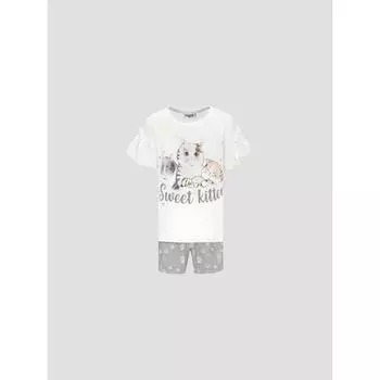 Пижама для девочек Kids by togas Китти бело-серая 116-122 см