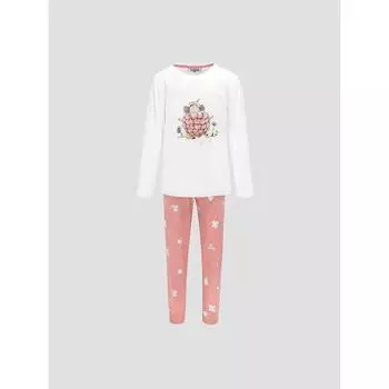 Пижама для девочек Kids by togas Стробби бело-розовый 104-110 см