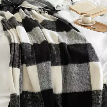 Плед Dome Гольм черный-белый 140х200+10х2 см