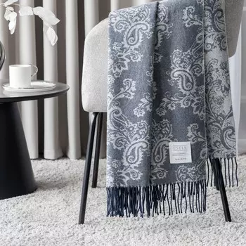 Плед Estia Филомена серый/синий 140х200+10х2 см