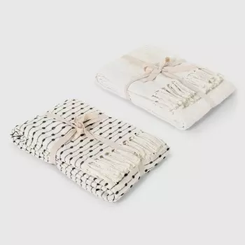 Плед хлопковый Homelines textiles point 180x200 см white