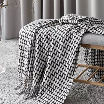 Плед Prime Prive глэнта черный/белый 140х200 см