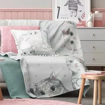 Плед Togas Китти серый с зеленым 150х200 см