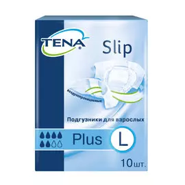 Подгузники для взрослых дышащие ТЕНА Слип Плюс (TENA Slip Plus) размер L (100-150 cm) 10 шт