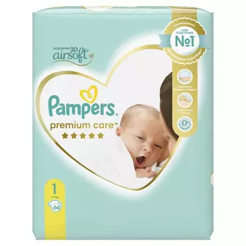 Подгузники Pampers Premium Care 1, 2-5 кг, 66 шт