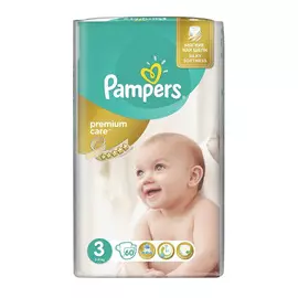 Подгузники Pampers Premium Care 3 (4-9 кг) 60 шт