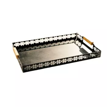 Поднос Gala прямоугольный чёрный металл 44,3х29,2х5 см