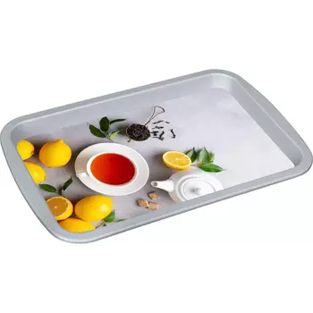 Поднос Phibo универсальный с декором серый, лимон