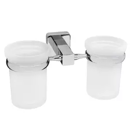 Подстаканник двойной, стекло WasserKraft прозрачный с серебряным (6528D)