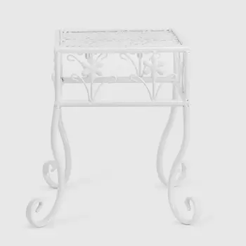 Подставка для цветов Ningde qinyuan металлическая квадратная белая 25х25х33 см