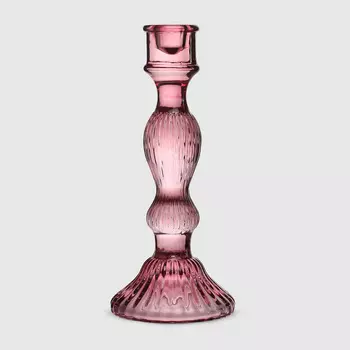Подсвечник Anhuaglass стекло 11х11х25 см розовый