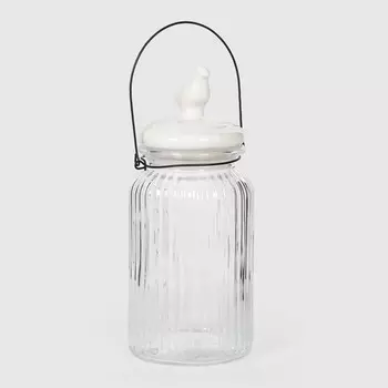 Подсвечник Dekor pap стеклянный с керамической крышкой 11х26 см