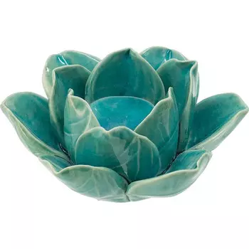 Подсвечник Glasar 13х13х6см голубой