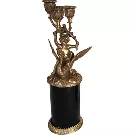 Подсвечник Glasar черный с мальчиком, держащим в руках в левую сторону подсвечник для 3-х свечей, 13x10x31 см