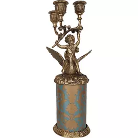 Подсвечник Glasar ребенок на лебеде, держащий в руках подсвечник для 3х свечей, 13x10x31 см