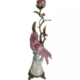 Подсвечник Glasar красная птица на пьедестале, повернутая налево, 16x10x42 см