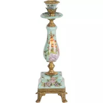 Подсвечник Glasar фарфоровый бирюзовый 7х7х23 см