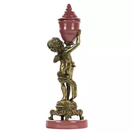 Подсвечник Glasar фарфоровый с бронзовой фигурой мальчика, 27,94 см