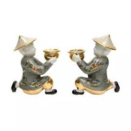 Подсвечник Glasar Китаец с чашей, 2 предмета 13x7x17см