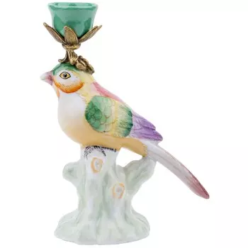 Подсвечник Glasar птичка зеленый 12х7х17 см
