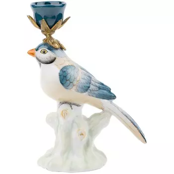 Подсвечник Glasar птичка желтый 12х7х17 см