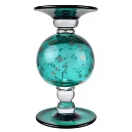 Подсвечник Glasar стеклянный зеленоватого цвета 14х14х24см