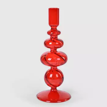 Подсвечник Mercury Deco стеклянный красный 9х23 см