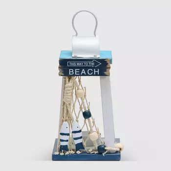 Подсвечник морской сине-белый 10x10x21 см