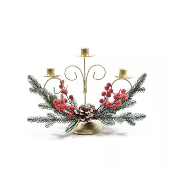Подсвечник на 3 свечи Mercury NY с ягодами 33х13х24 см